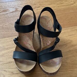 Black Strappy Wedge Sandals